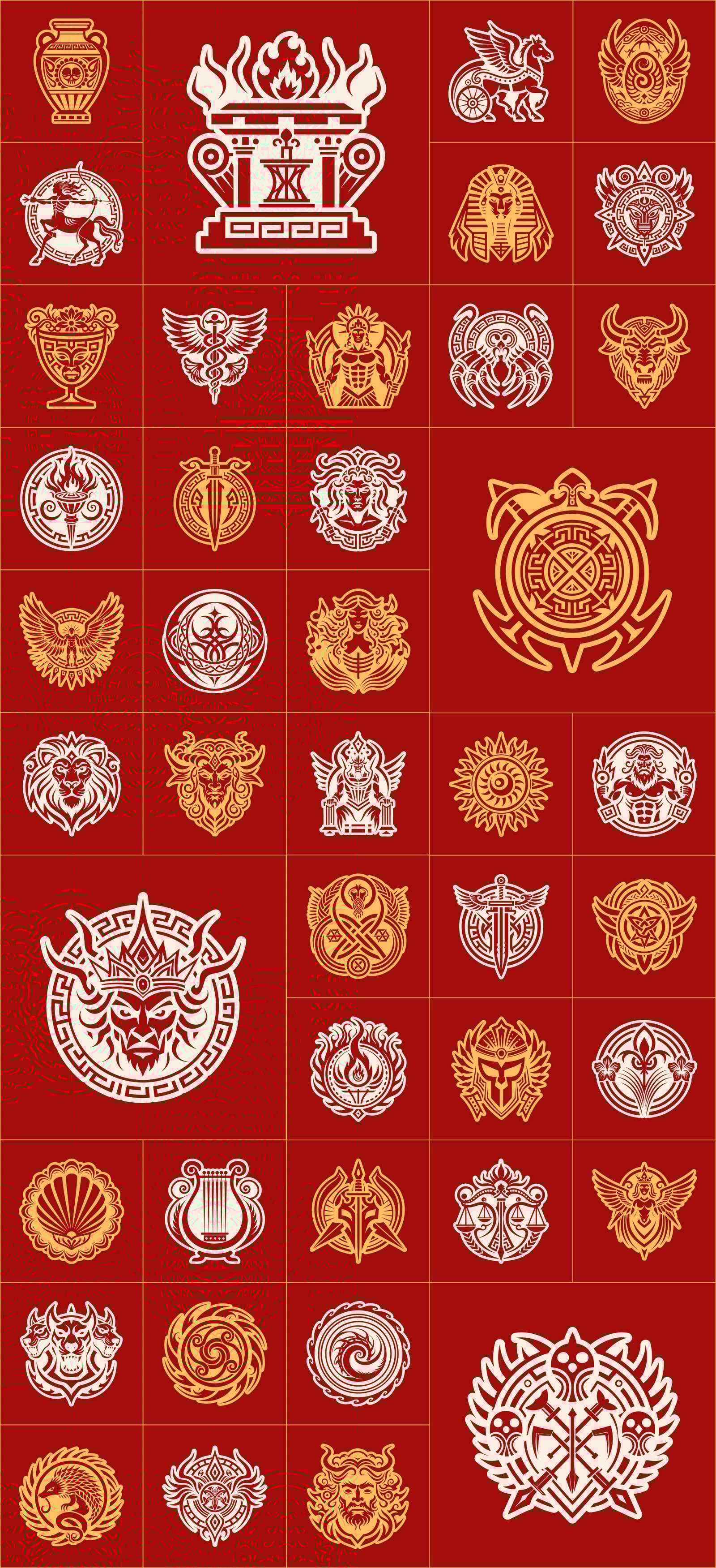 Greek Mythology Symbols Set