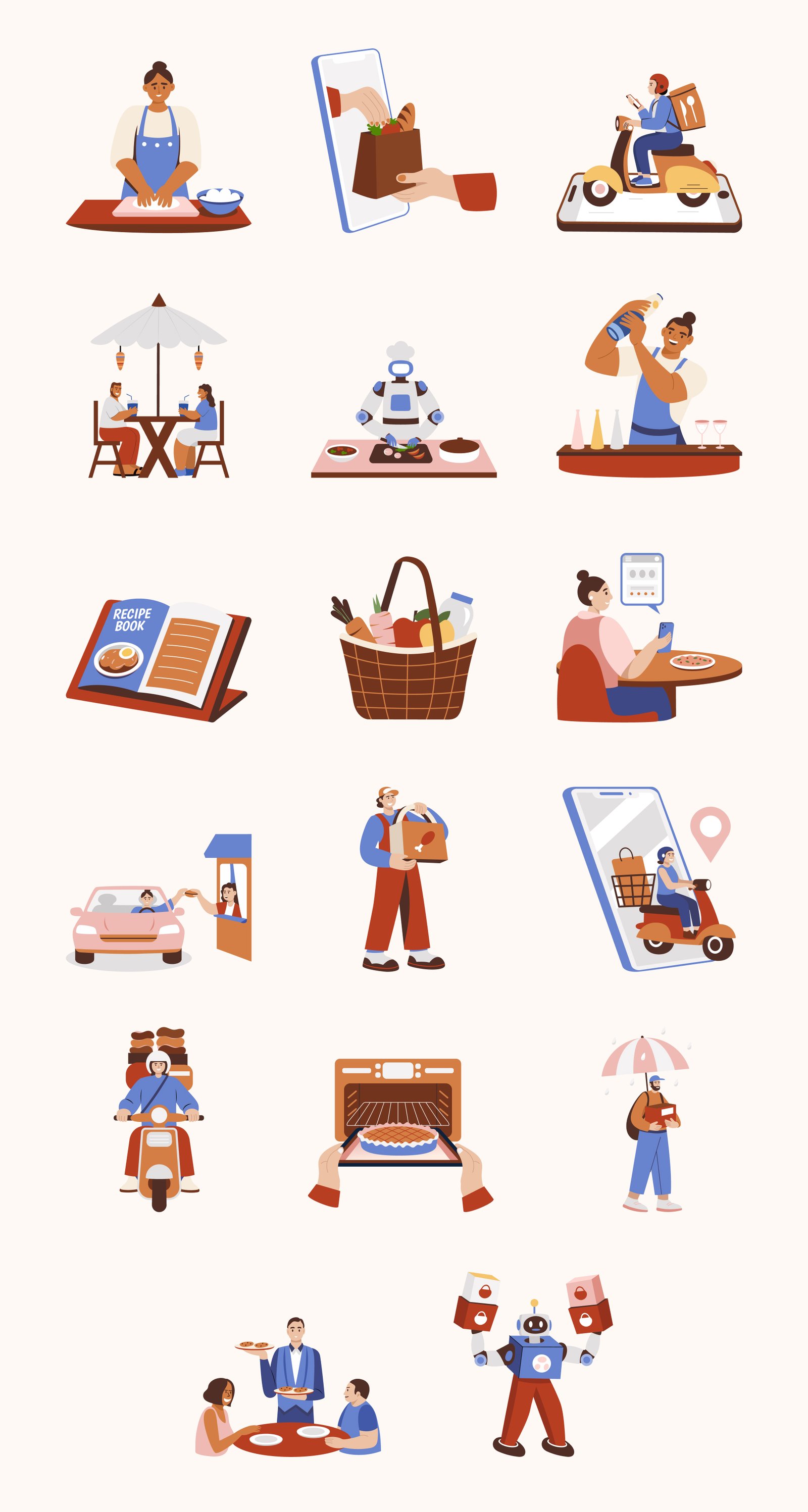 Food and Delivery Illustration