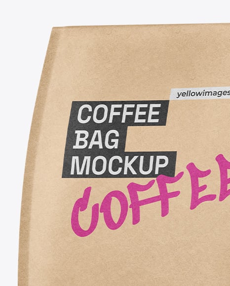 Kraft Coffee Bag Mockup – Half Side View