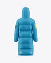 Men's Long Hooded Down Jacket Mockup - Back View