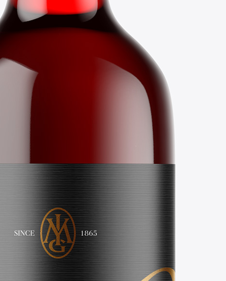 Clear Glass Red Wine Bottle Mockup