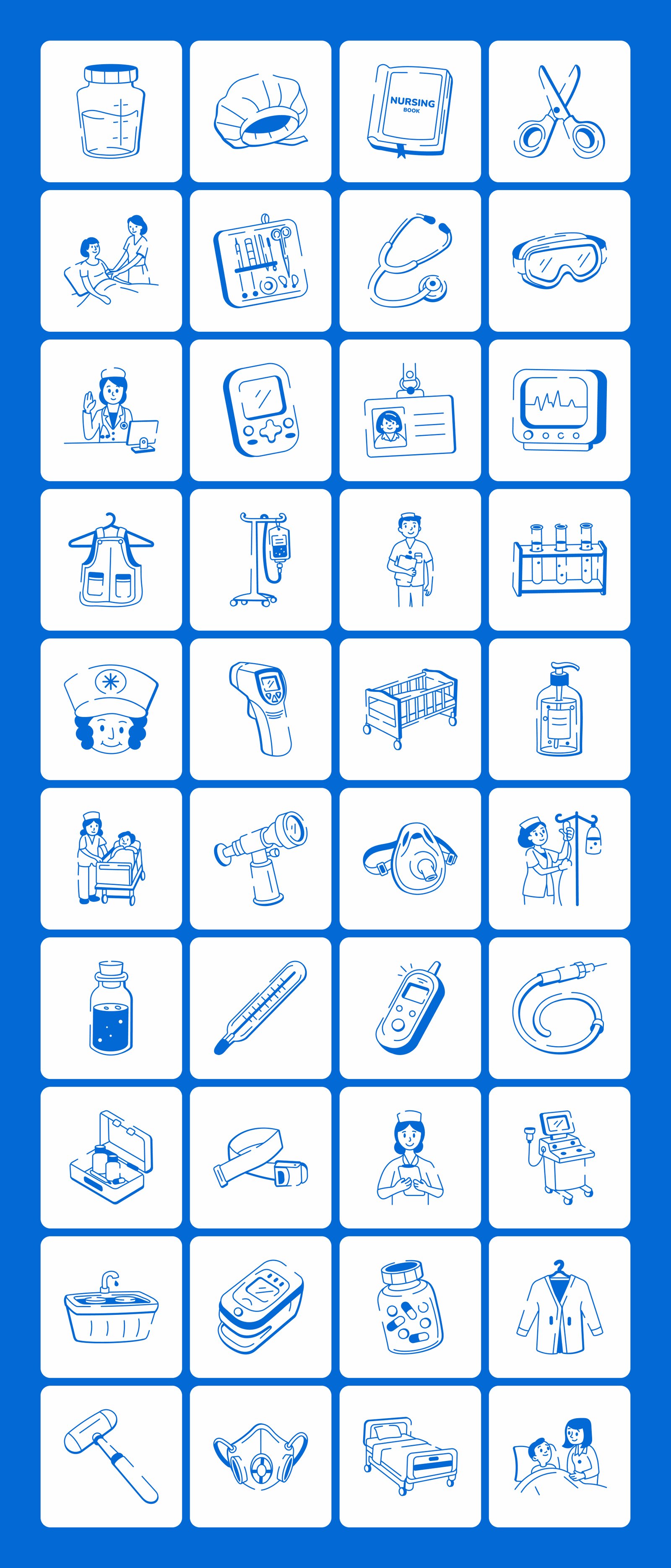 Nursing Doodles Icons Set