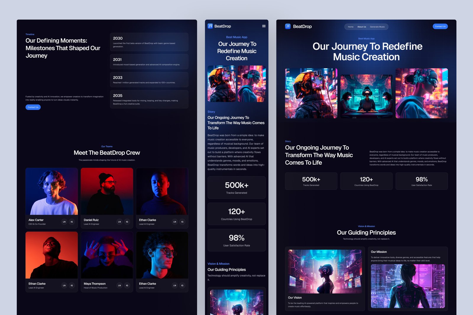 BeatDrop - AI Music Generator Website UI Figma Template