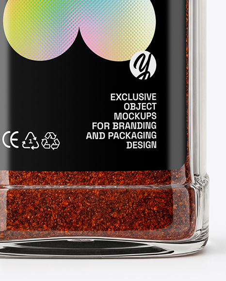 Glass Jar with Grounded Aleppo Pepper Mockup