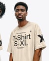 Two Afro-American Men Wearing T-shirts and Jeans Mockup