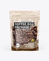 Transparent Pouch with Coffee Beans Mockup