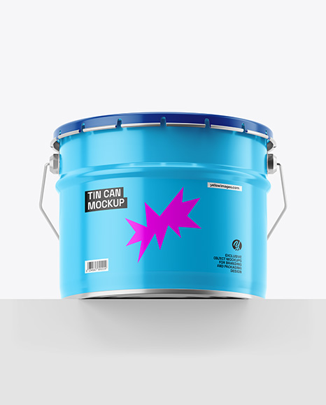 Glossy Tin Can w Metallic Handle Mockup