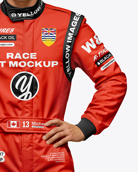 Man Wearing Full Racing Kit Mockup