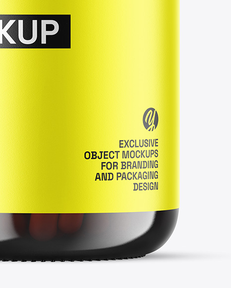 Amber Glass Pills Jar Mockup