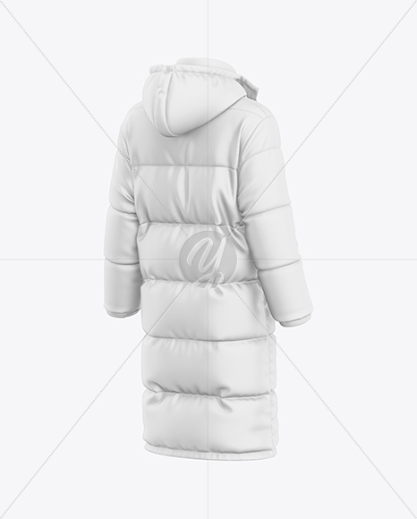 Men's Long Down Jacket Mockup - Back Half Side View