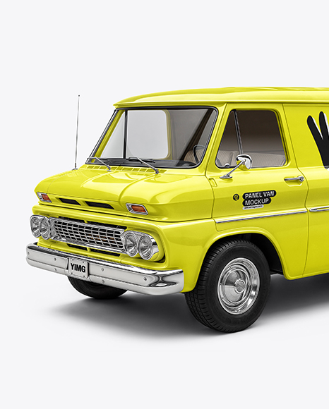 Retro Panel Van Mockup - Half Side View