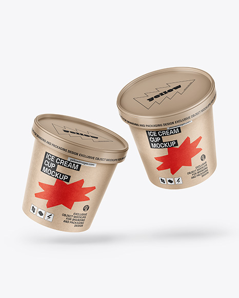 Two Kraft Paper Ice Cream Cups Mockup
