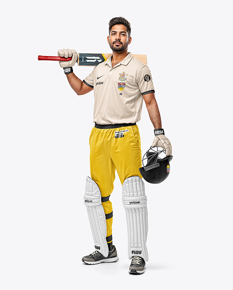 Indian Man Wearing Full Cricket Kit with Bat Mockup - Mens+Polo+Mockup+FrontView+Download+Mens+Polo+Mockup+...