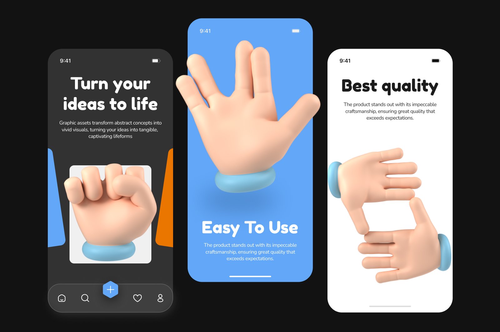 Floating 3D Hands Icons