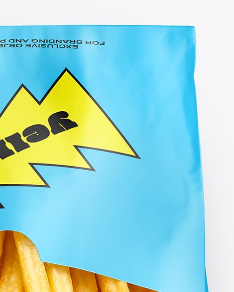 Paper Bag with French Fries Mockup