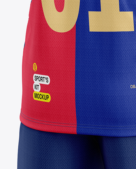 Soccer Kit Mockup - Back Half Side View
