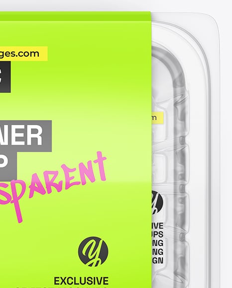 Clear Plastic Food Container in Paper Sleeve Mockup