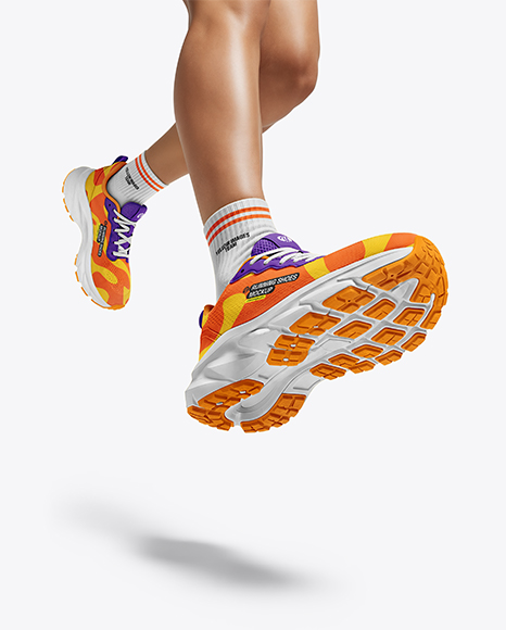 Running Shoes on Women's Leg Mockup