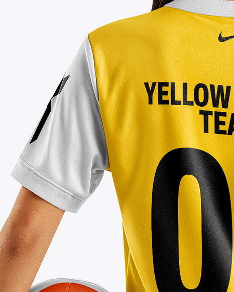 Female Soccer Player Wearing Jersey and Shorts Mockup
