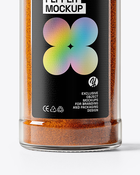Clear Glass Jar with Chili Powder Mockup