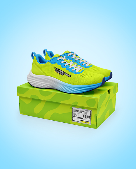 Running Shoes on Shoe Box Mockup