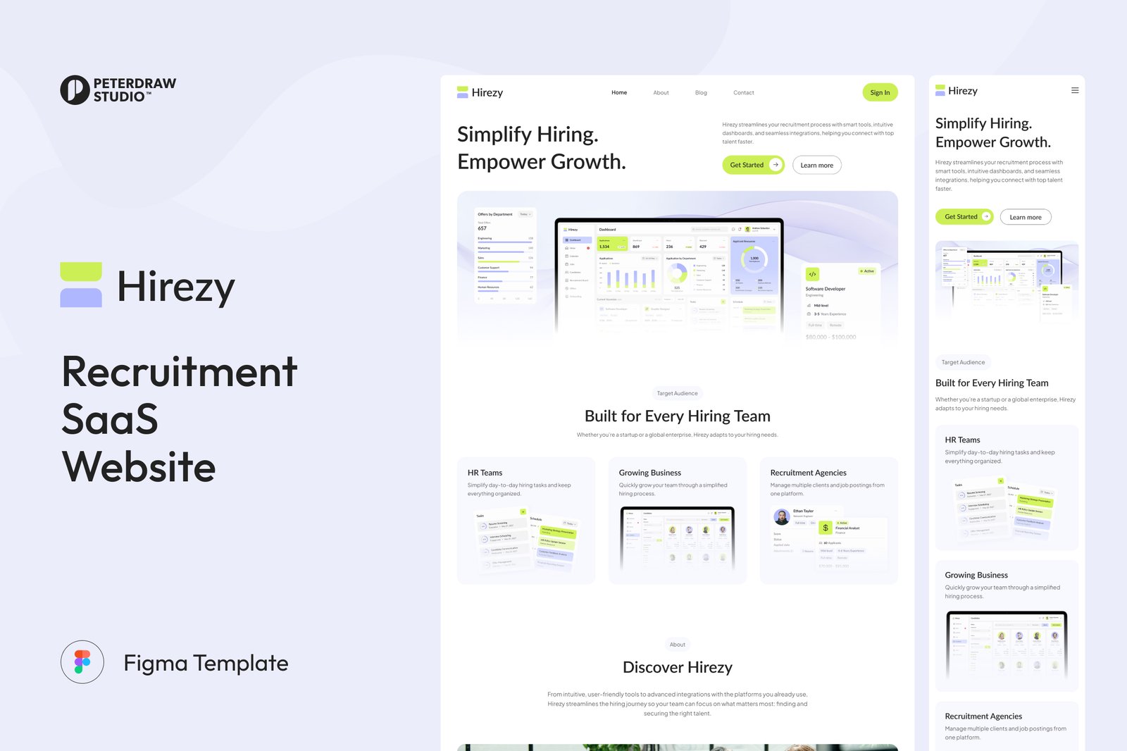 Hirezy – Recruitment SaaS Website UI Figma Template