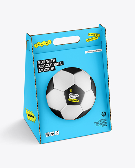 Cardboard Box With Soccer Ball Mockup - Gift box mockup