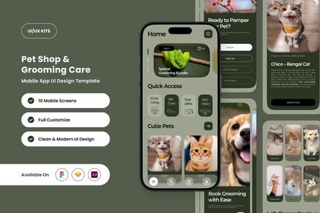 Pawpi – Pet Grooming &amp; Shop App Design Template