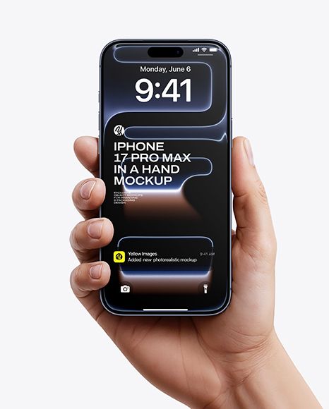 iPhone 17 Pro Max Deep Blue in a Hand Mockup - Iphone x mockup