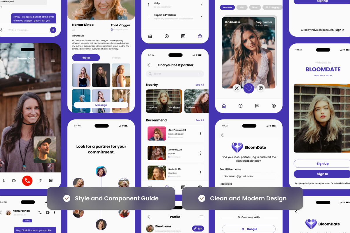 BloomDate - Modern &amp; Playful Dating App UI Kit