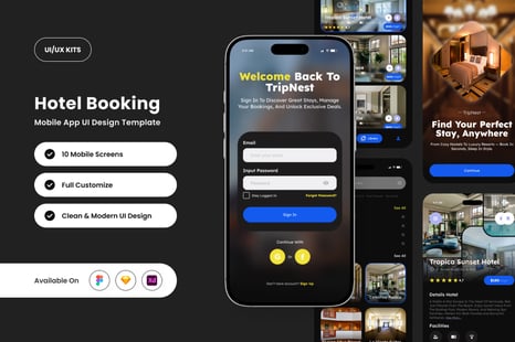 Tripnest – Hotel Booking App Design Template - Creative Store