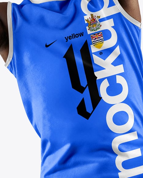 Black Man Wearing Full Basketball Kit Mockup