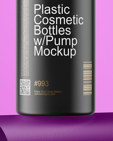 Plastic Cosmetic Bottles with Pump Cap Mockup