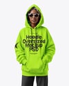Black Woman Wearing Oversize Hoodie with Kangaroo Pocket & Sweatpants Mockup