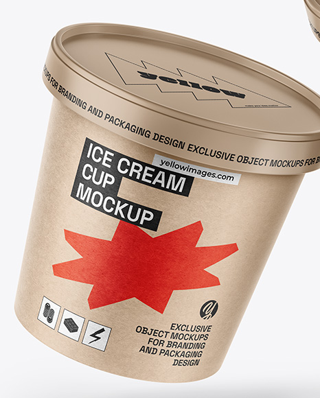 Two Kraft Paper Ice Cream Cups Mockup