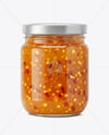 Clear Glass Jar with Hot Pepper Jelly Mockup