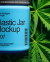 Plastic Supplements Jar on a Hemp Leaves Mockup