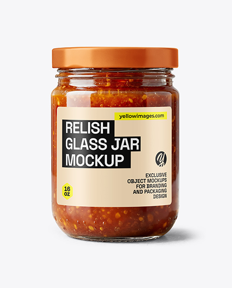 Jar with Sweet Relish Sauce Mockup - Sauce bottle mockup