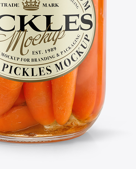 Glass Jar with Pickled Carrots Mockup