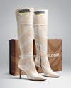 Pair of Over-The-Knee Boots with Shoe Box Mockup