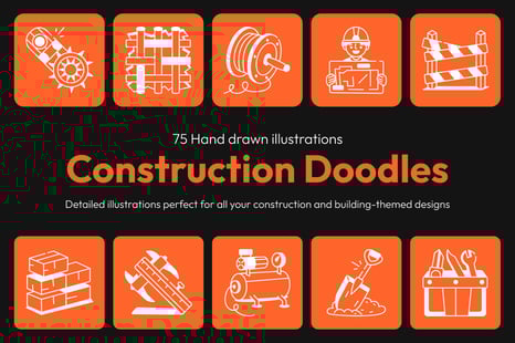 Construction Drawings Illustration Set - Illustrations