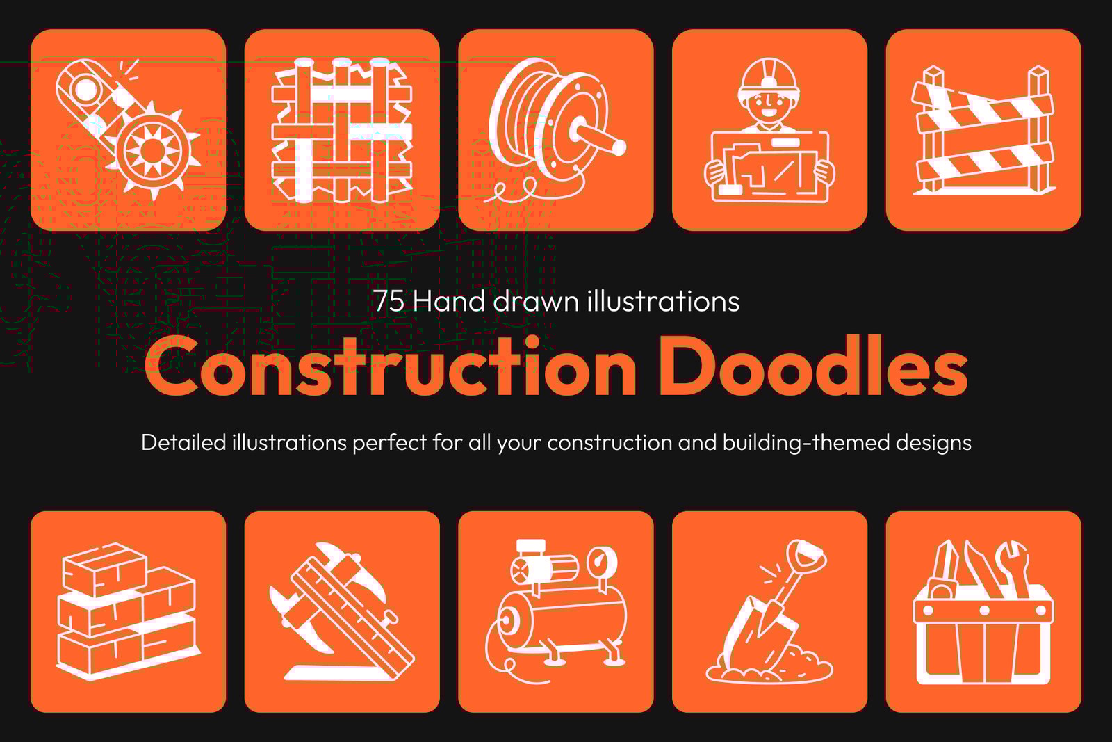 Construction Drawings Illustration Set