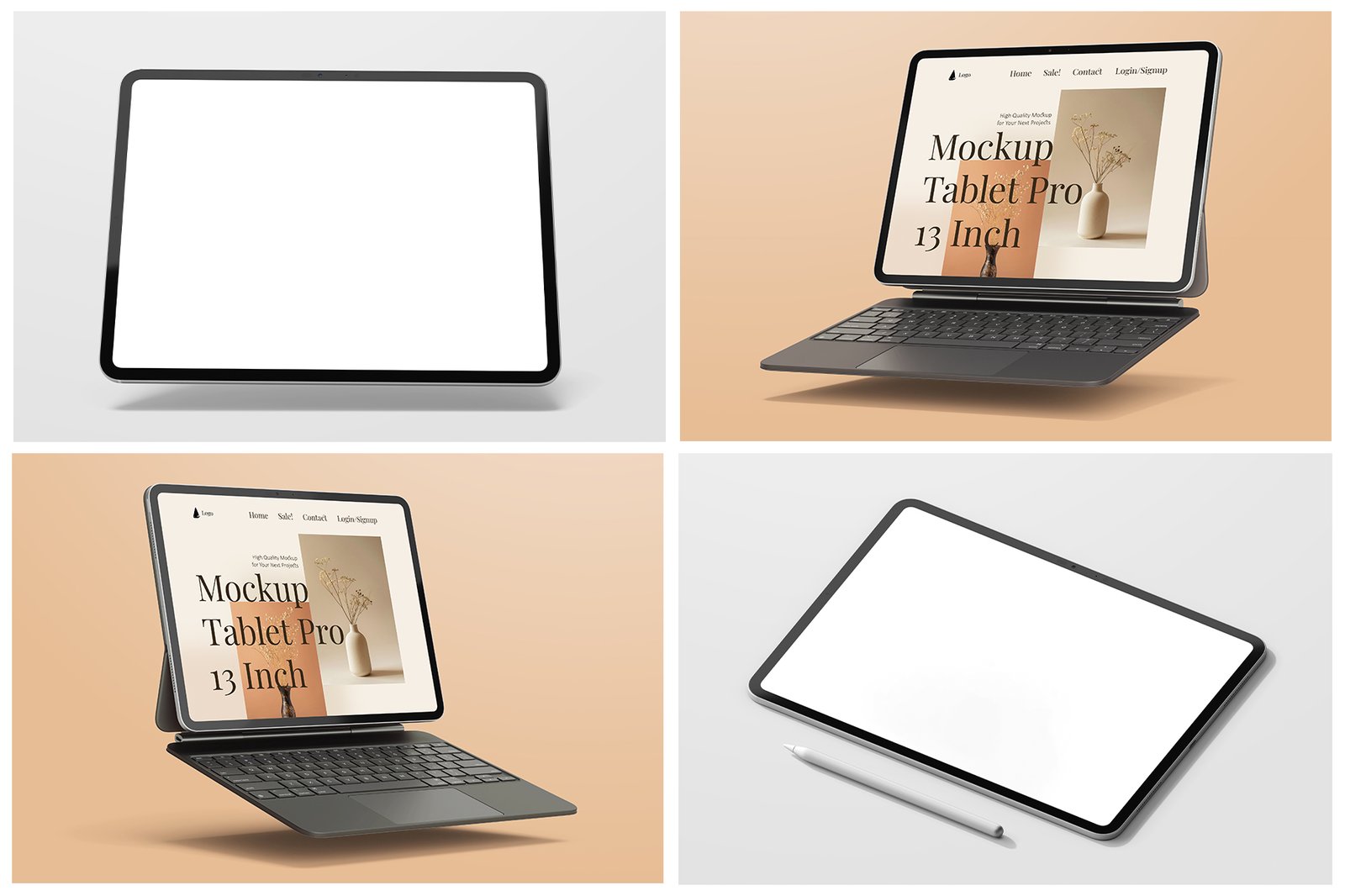 iPad Pro 13 Inch with Magic Keyboard PSD Mockup Pack