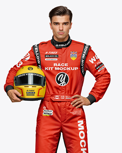 Man Wearing Full Racing Kit Mockup
