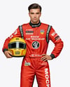 Man Wearing Full Racing Kit Mockup