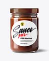 Clear Glass Jar with Chocolate Fudge Sauce Mockup