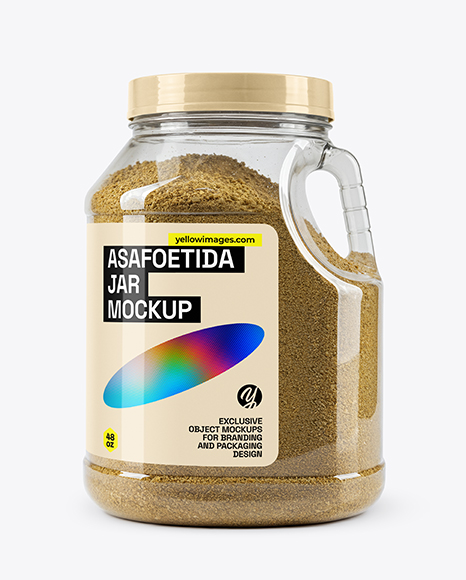 Clear Plastic Jar with Asafoetida Spice Mockup - Seasoning mockup