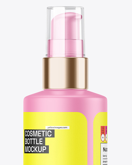 Matte Cosmetic Bottle with Pump Mockup