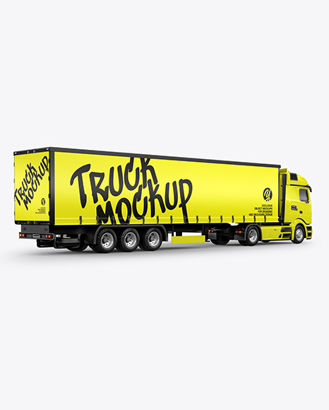 Semi Trailer Truck Mockup - Back Half Side View - Vehicle wrap mockup