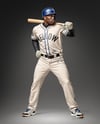 A Black Man Wearing a Full Baseball Kit with Bat Mockup